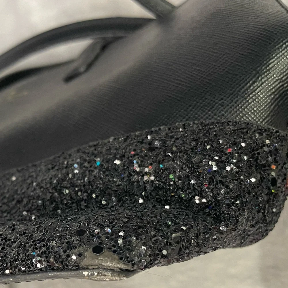 Kate Spade Black Glitter Crossbody Bag Two Way with Gold Hardware EUC - Picture 12 of 16